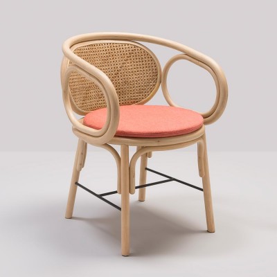 Dining armchair Contour with coral cushion Orchid Edition