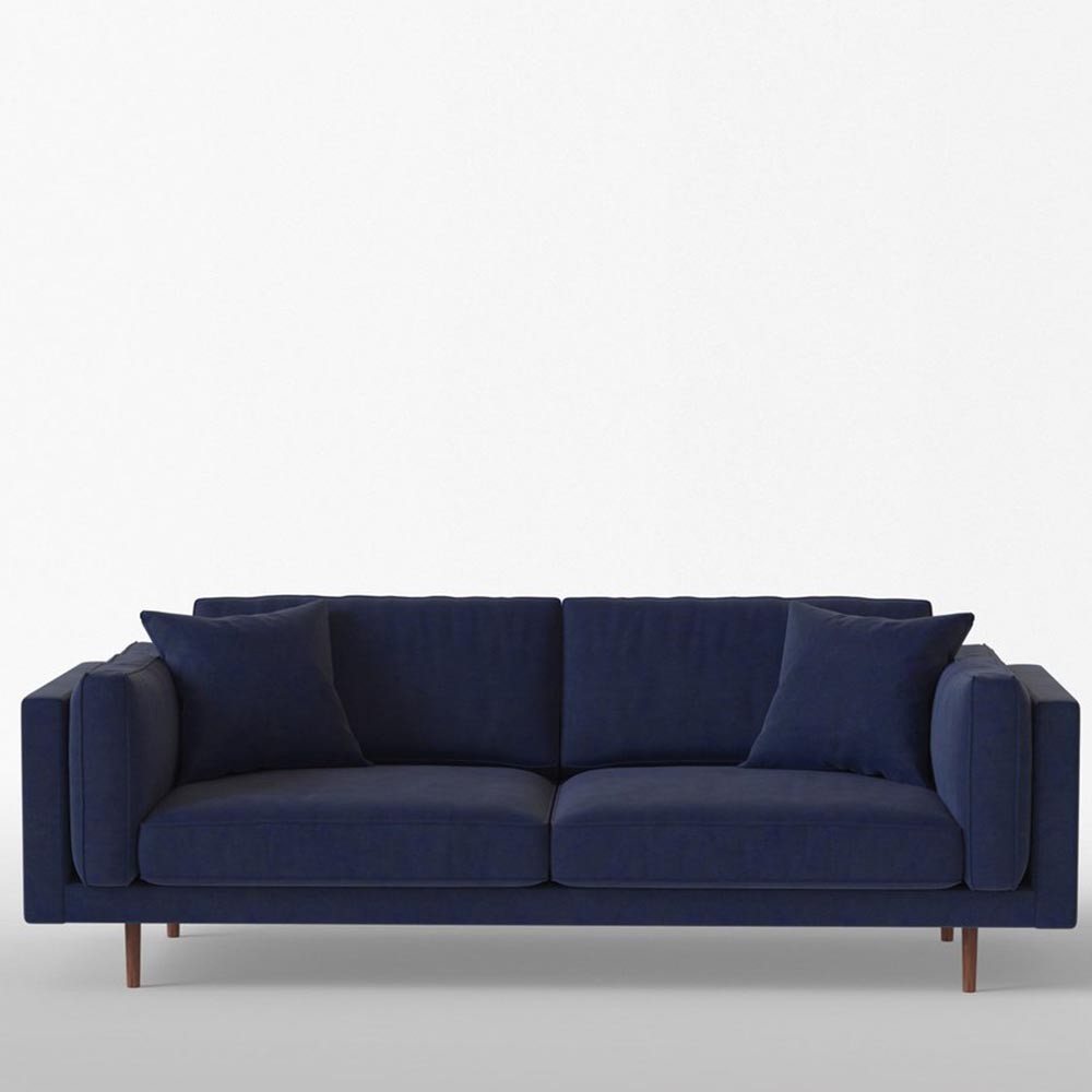 Sofá 3 plazas Daguerre terciopelo crudo Azul oscuro Panac