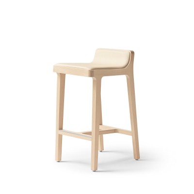 Chaise de bar Emea chêne naturel & crème H66 cm Alki