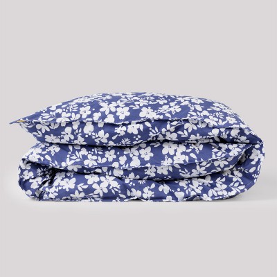 Duvet cover in cotton percale with white flowers Les Pensionnaires