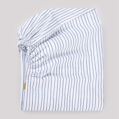 Fitted sheet in cotton percale with blue stripes Les Pensionnaires 2