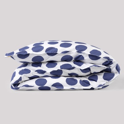 Duvet cover in cotton percale with blue polka dots Les Pensionnaires