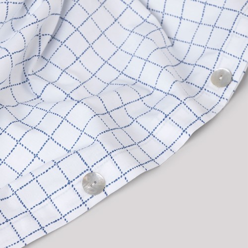 Housse de couette en percale de coton carreaux bleus Les Pensionnaires