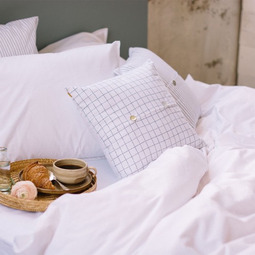 Housse de couette en percale de coton unie blanche Les Pensionnaires