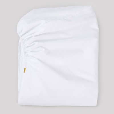 Fitted sheet in cotton percale with blue stripes Les Pensionnaires