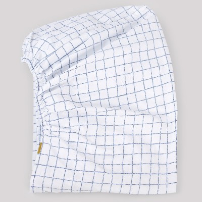 Fitted sheet in cotton percale with blue stripes Les Pensionnaires Les Pensionnaires