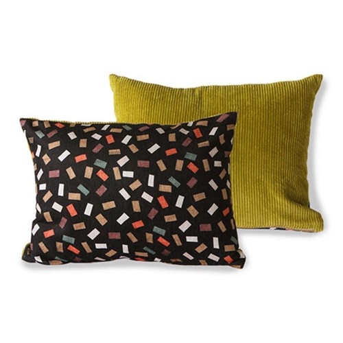 Doris voor HKliving Kussen bedrukt met Doris voor HKliving vlokken HKliving