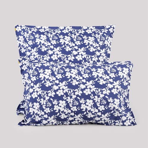 Funda de almohada en algodón percal con flores blancas Les Pensionnaires