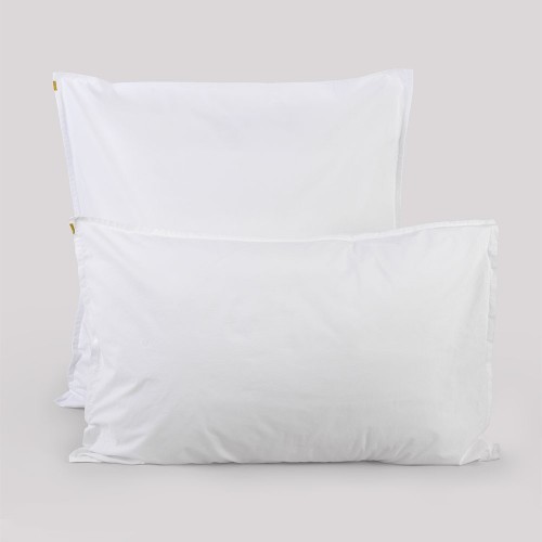 Pillowcase in plain white cotton percale Les Pensionnaires