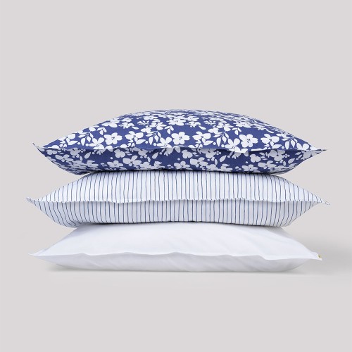 Pillowcase in plain white cotton percale Les Pensionnaires