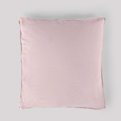 Delicada funda de almohada de doble gasa de algodón rosa Les Pensionnaires