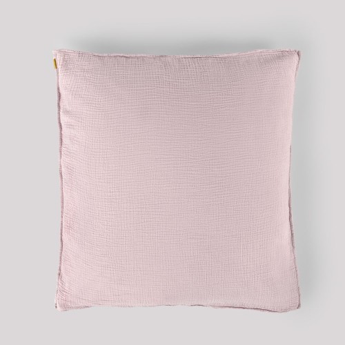 Delicada funda de almohada de doble gasa de algodón rosa Les Pensionnaires