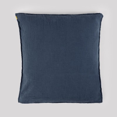 Storm blue cotton double gauze pillowcase Les Pensionnaires