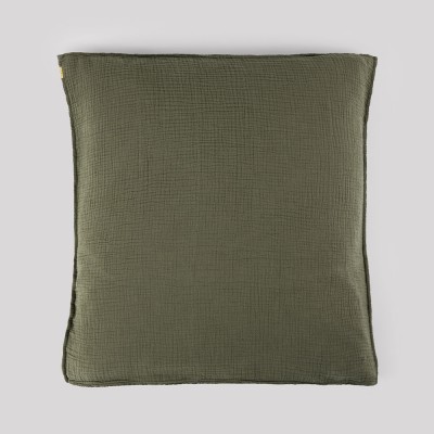 Pillowcase in double gauze of caper green cotton Les Pensionnaires