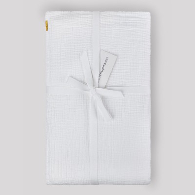 Pure white cotton double gauze flat sheet Les Pensionnaires