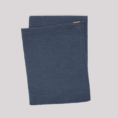 Plaid in doppia garza di cotone blu tempesta