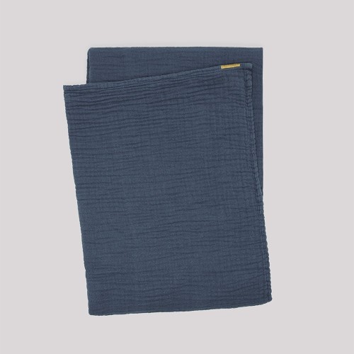 Storm blue double cotton gauze throw Les Pensionnaires