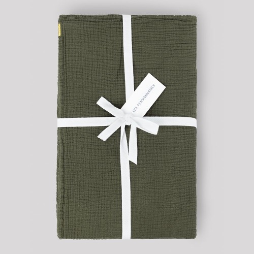 Caper green double gauze tablecloth Les Pensionnaires