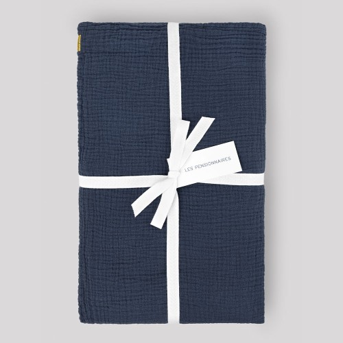 Nappe en double gaze de coton bleu orage Les Pensionnaires
