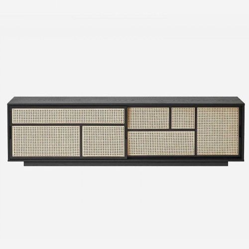 Air low dressoir zwart & riet Design House Stockholm