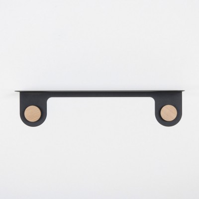 Hook wall shelf oak & black 60 cm Gazzda