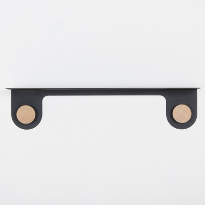 Hook wall shelf oak & black 70 cm Gazzda