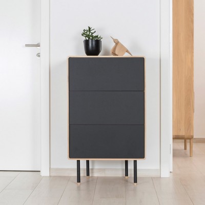 Gazzda oak & black linoleum drawer unit Fina