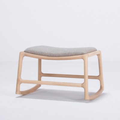 Dedo oak & sand fabric footstool Gazzda