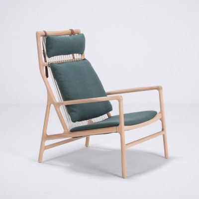 Chaise lounge Dedo chêne & tissu vert foncé Gazzda