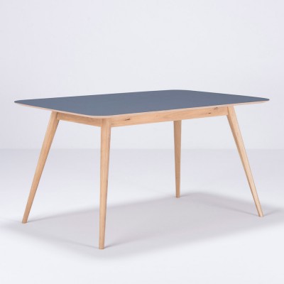 Stafa table oak & smoked blue linoleum Gazzda Gazzda