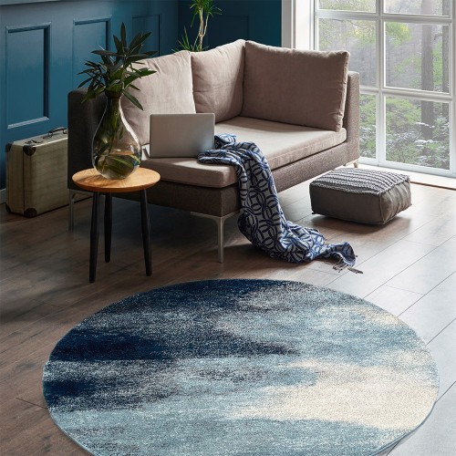 Rond blauw Pacifik vloerkleed Edito Paris