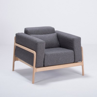 Fauteuil Fawn chêne & tissu anthracite Gazzda Gazzda