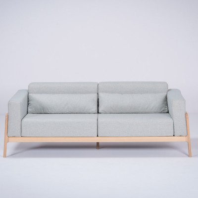 Fawn 3-seater sofa oak & blue-gray fabric Gazzda