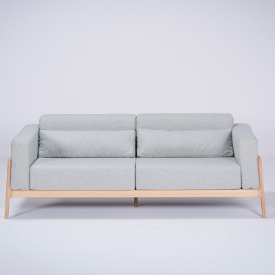 Fawn 3-seater sofa oak & blue-gray fabric Gazzda Gazzda