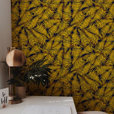 Golden yellow ferns wallpaper