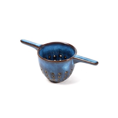 Colador de té de esmalte puro azul oscuro