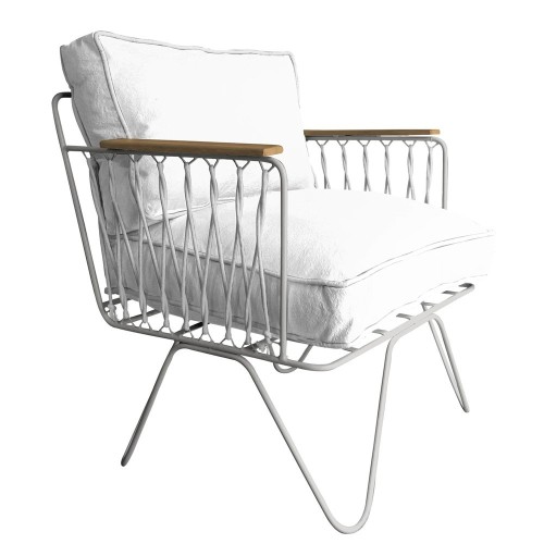 Sillón Croisette de algodón blanco Honoré