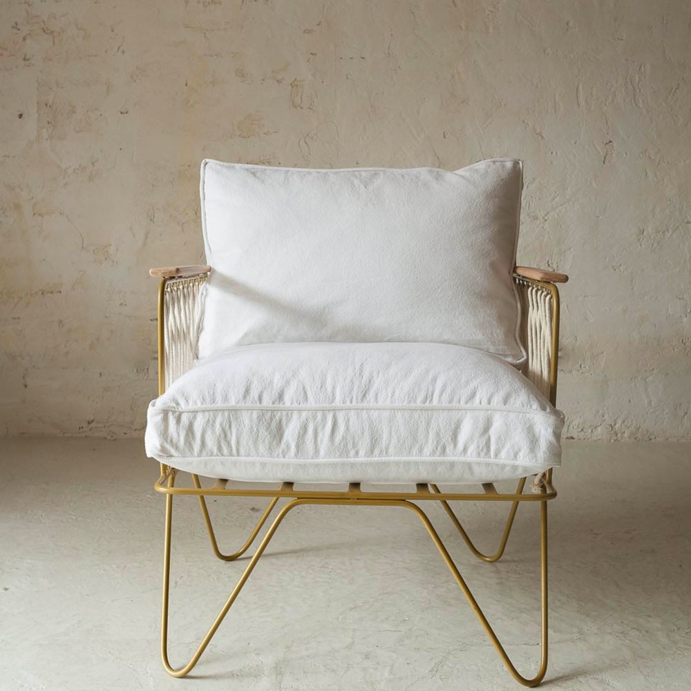 Honoré white cotton Croisette armchair