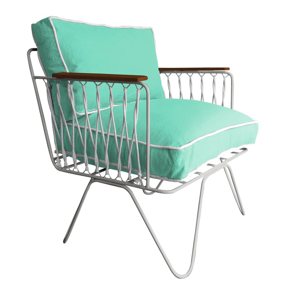 Honoré sea green cotton Croisette armchair