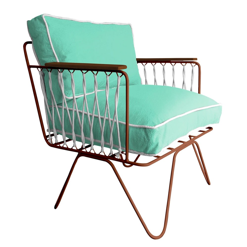 Honoré sea green cotton Croisette armchair