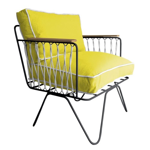 Fauteuil Croisette en coton jaune Honoré