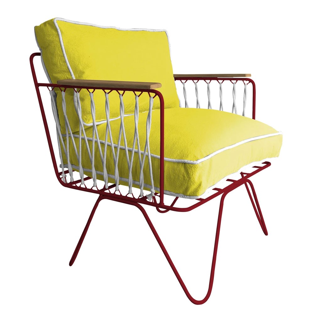Honoré yellow cotton Croisette armchair
