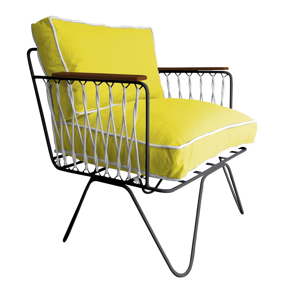 Honoré yellow cotton Croisette armchair