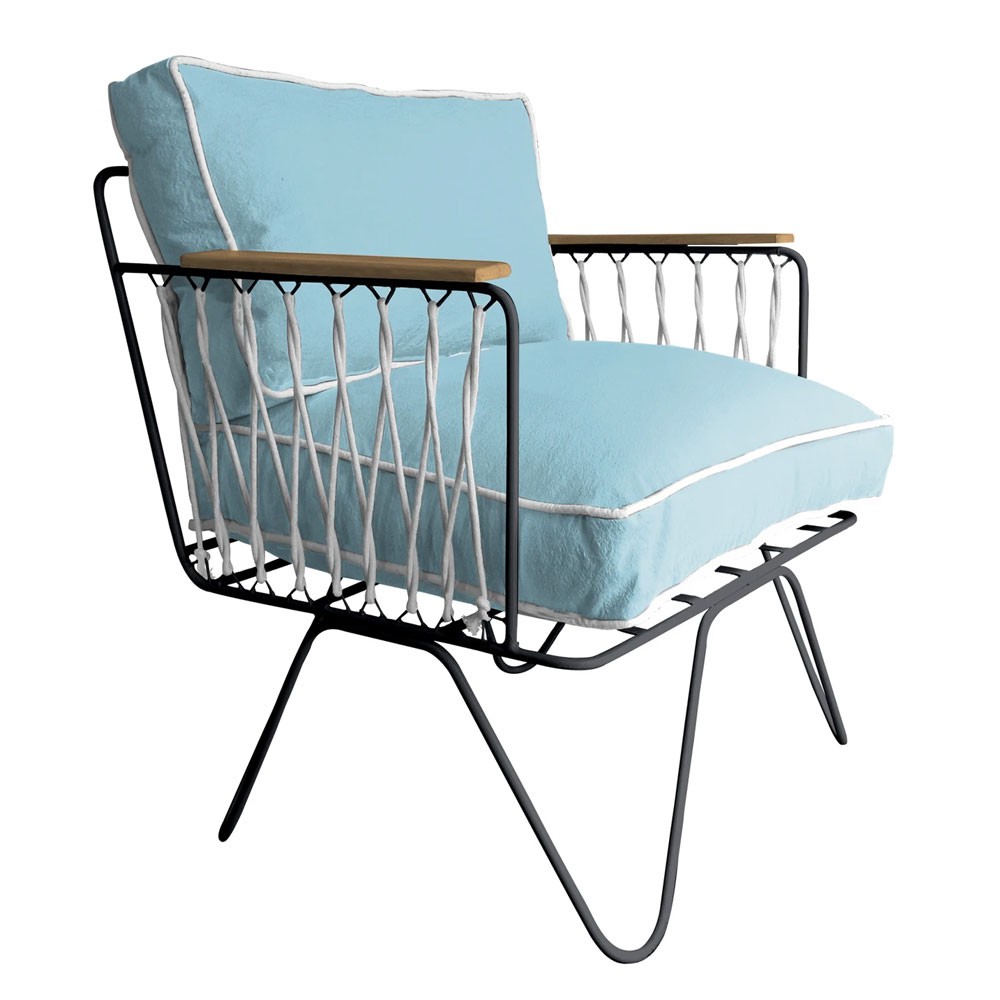 Honoré hemelsblauwe katoenen Croisette fauteuil