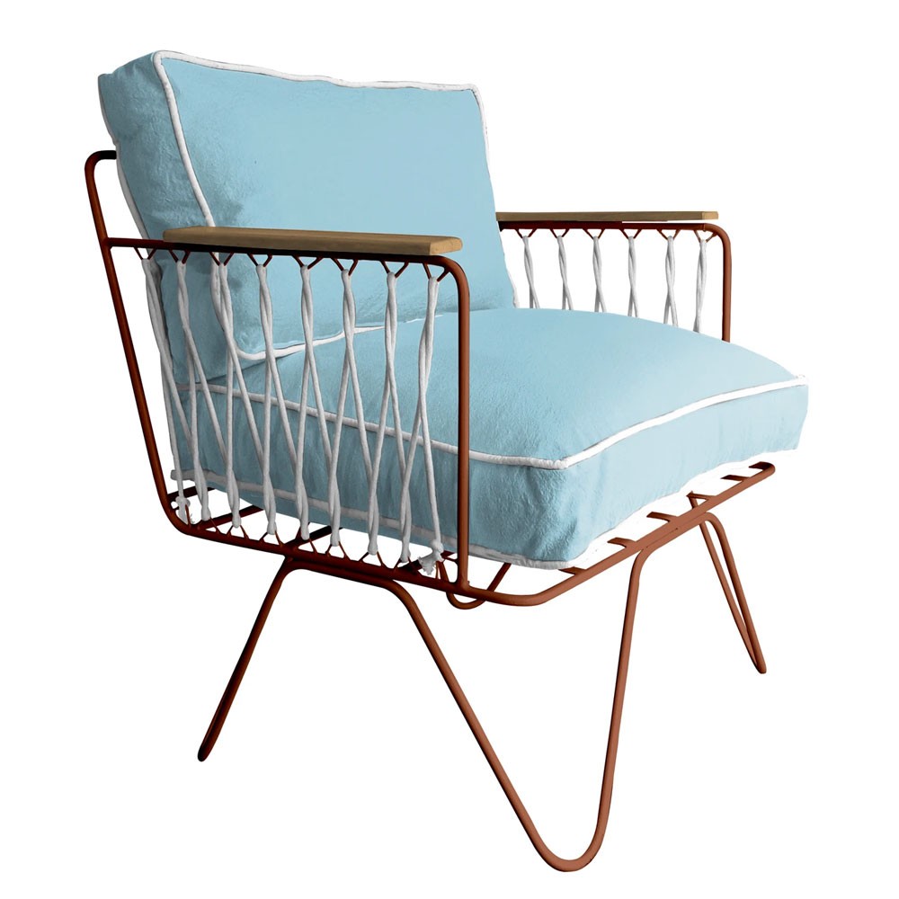 Honoré sky blue cotton Croisette armchair
