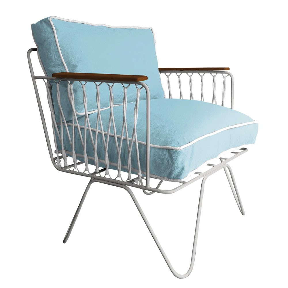 Honoré hemelsblauwe katoenen Croisette fauteuil
