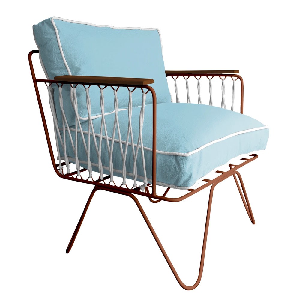 Honoré sky blue cotton Croisette armchair