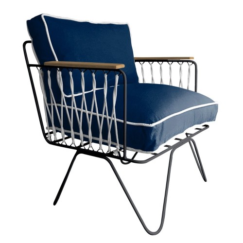 Poltrona Croisette in cotone blu indaco Honoré