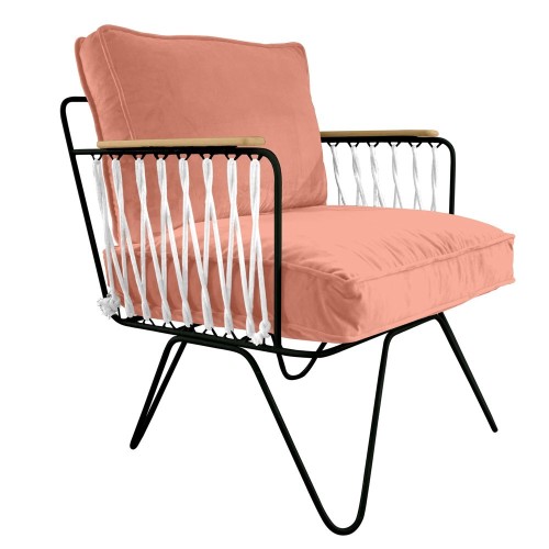 Fauteuil Croisette en velours rose poudré Honoré