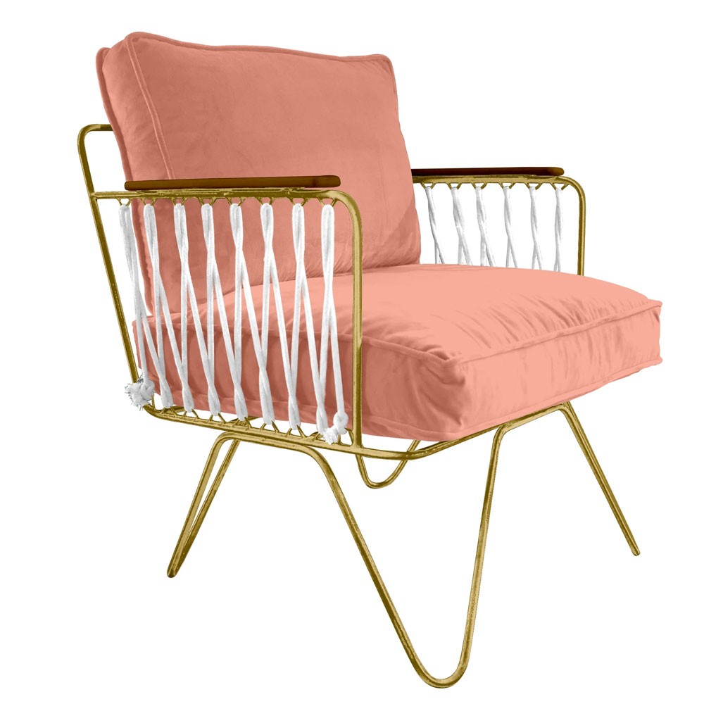 Honoré powder pink velvet Croisette armchair
